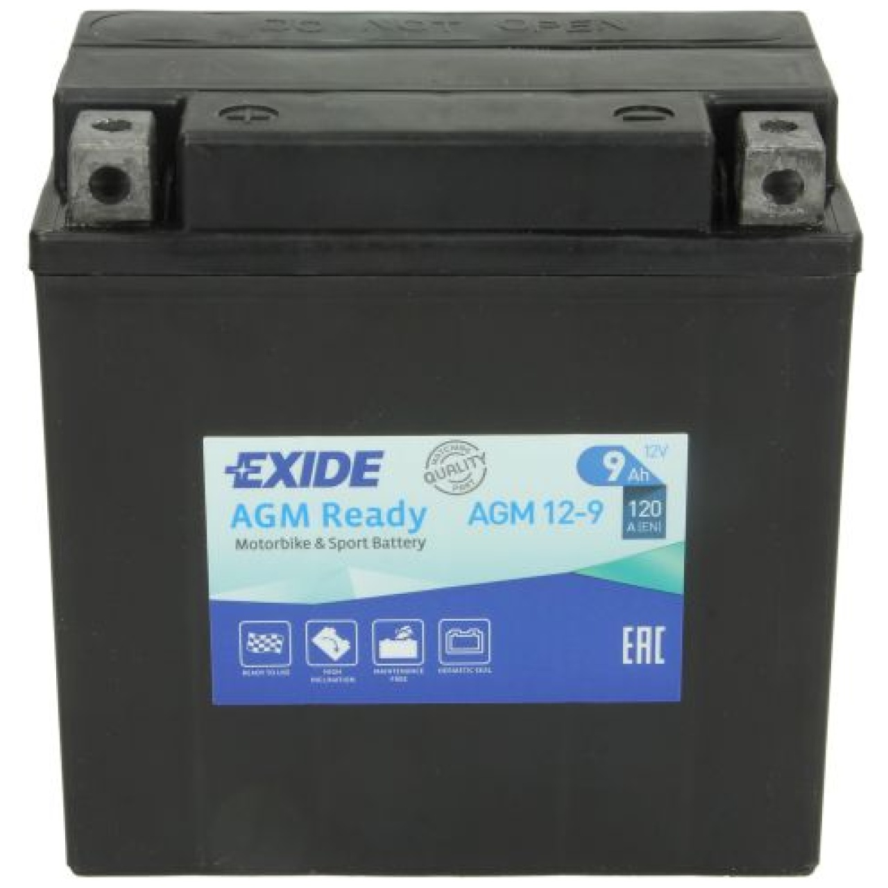 Batteria Exide AGM12-9 12V 9Ah 120A – AGM Ready, Compatibile YB9-B, ETX9C-BS, Per Moto E Scooter