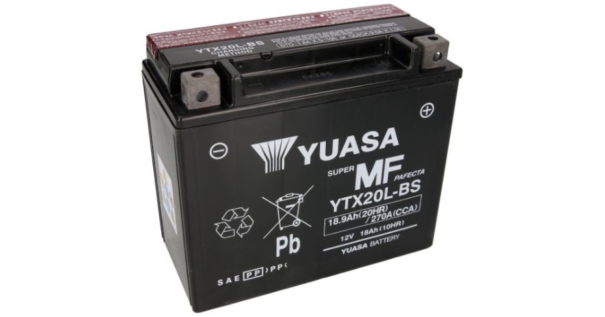 Batterie Moto YUASA YTX20L-BS 12V 18Ah - Pour Harley Davidson Heritage Softail 2007 - Démarrage