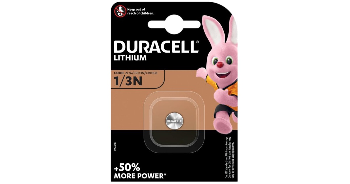 3x Duracell CR 1/3N Knopfzellen (2L76 CR11108) – Lithiumbatterien, Langlebig, 3er Blister